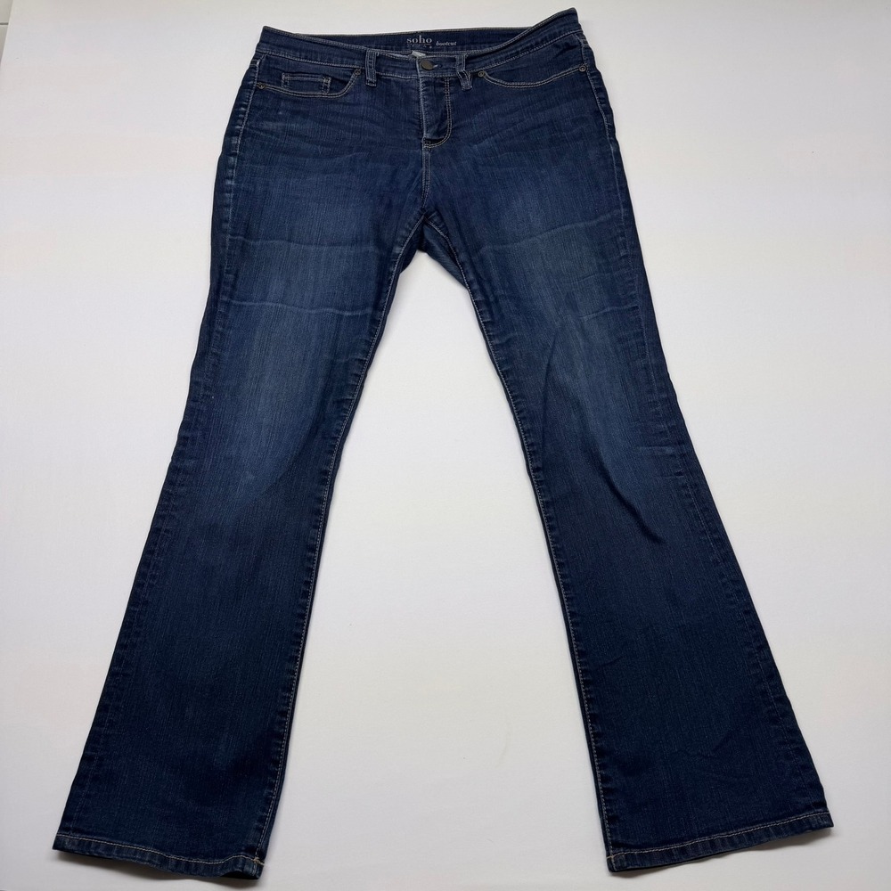 New York & Company Soho Bootcut Jeans Womens 12 Petite Dark Wash Stretch Denim